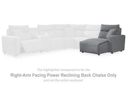 Haines Furniture Outlet - Ashley Furniture - ModMax II Sectional - RAF Press Back Power Chaise / Salt and Pepper - 6590697