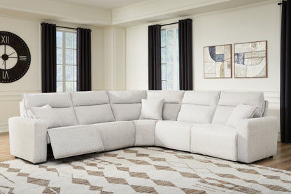 Haines Furniture Outlet - Ashley Furniture - ModMax II Sectional - 5-Piece Power Reclining Sectional / Stone - 65907S8