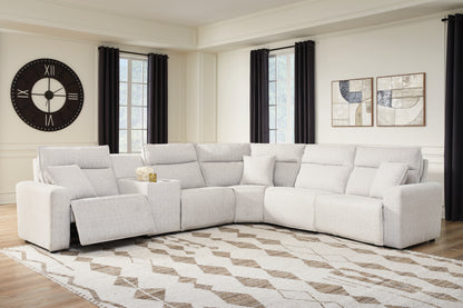 Haines Furniture Outlet - Ashley Furniture - ModMax II Sectional - 6-Piece Reclining Sectional with Console / Stone - 65907S36