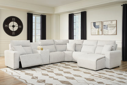 Haines Furniture Outlet - Ashley Furniture - ModMax II Sectional - 6-Piece Power Reclining Sectional with Chaise and Console / Stone - 65907S6