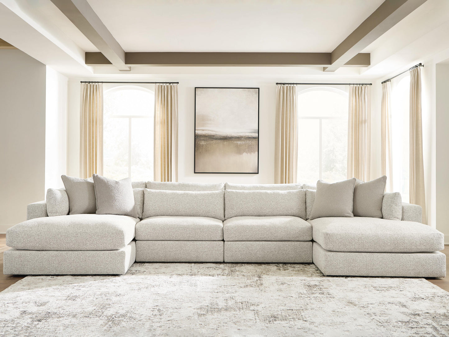 Haines Furniture Outlet - Ashley Furniture - Ashbourne Estate Sectional - RAF 4-Piece Double Chaise Sectional - PC66004S9