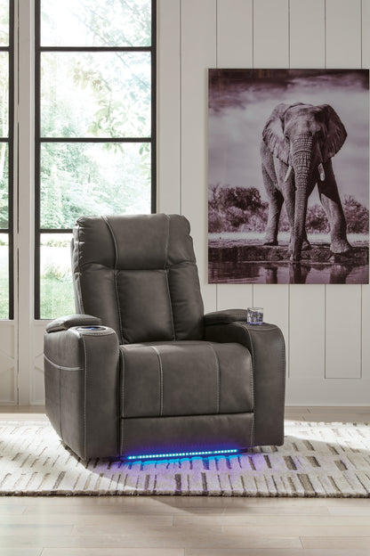 Haines Furniture Outlet - Ashley Furniture - Feazada Living Room - PWR Recliner/ADJ Headrest / Shadow - 6620513