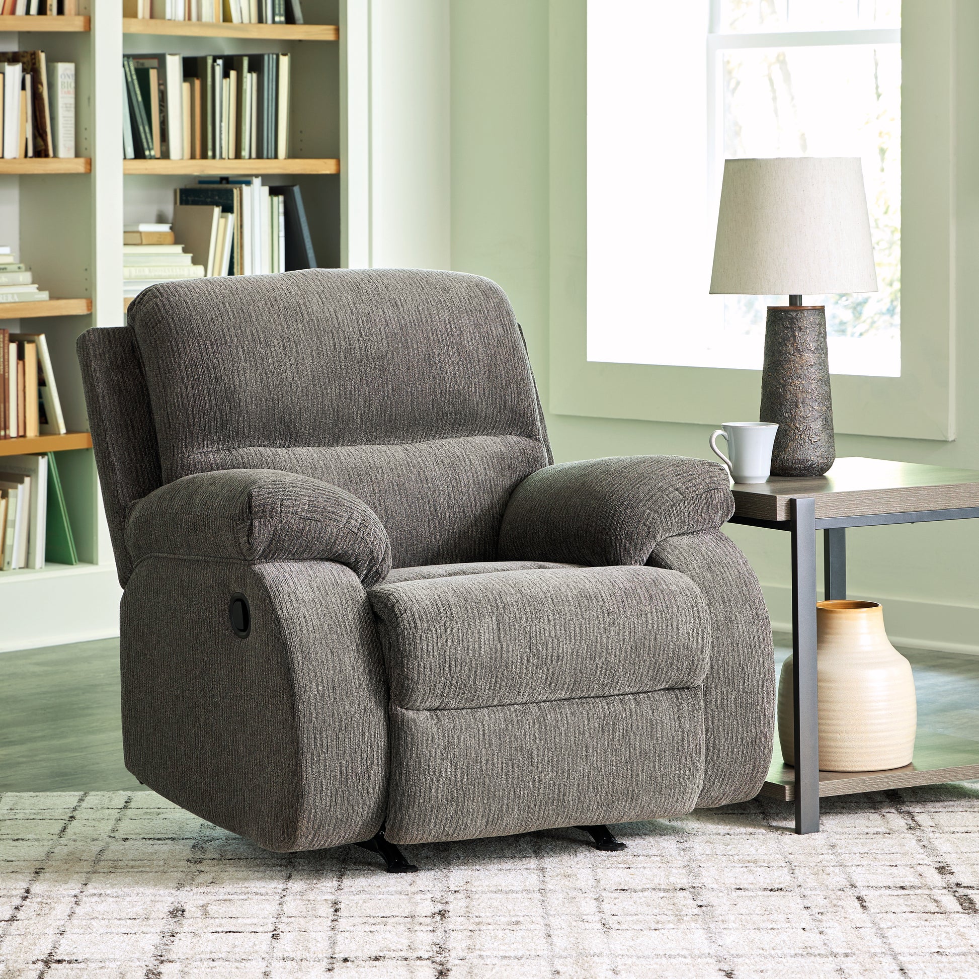Haines Furniture Outlet - Ashley Furniture - Scranto Living Room - Rocker Recliner / Brindle - 6650225