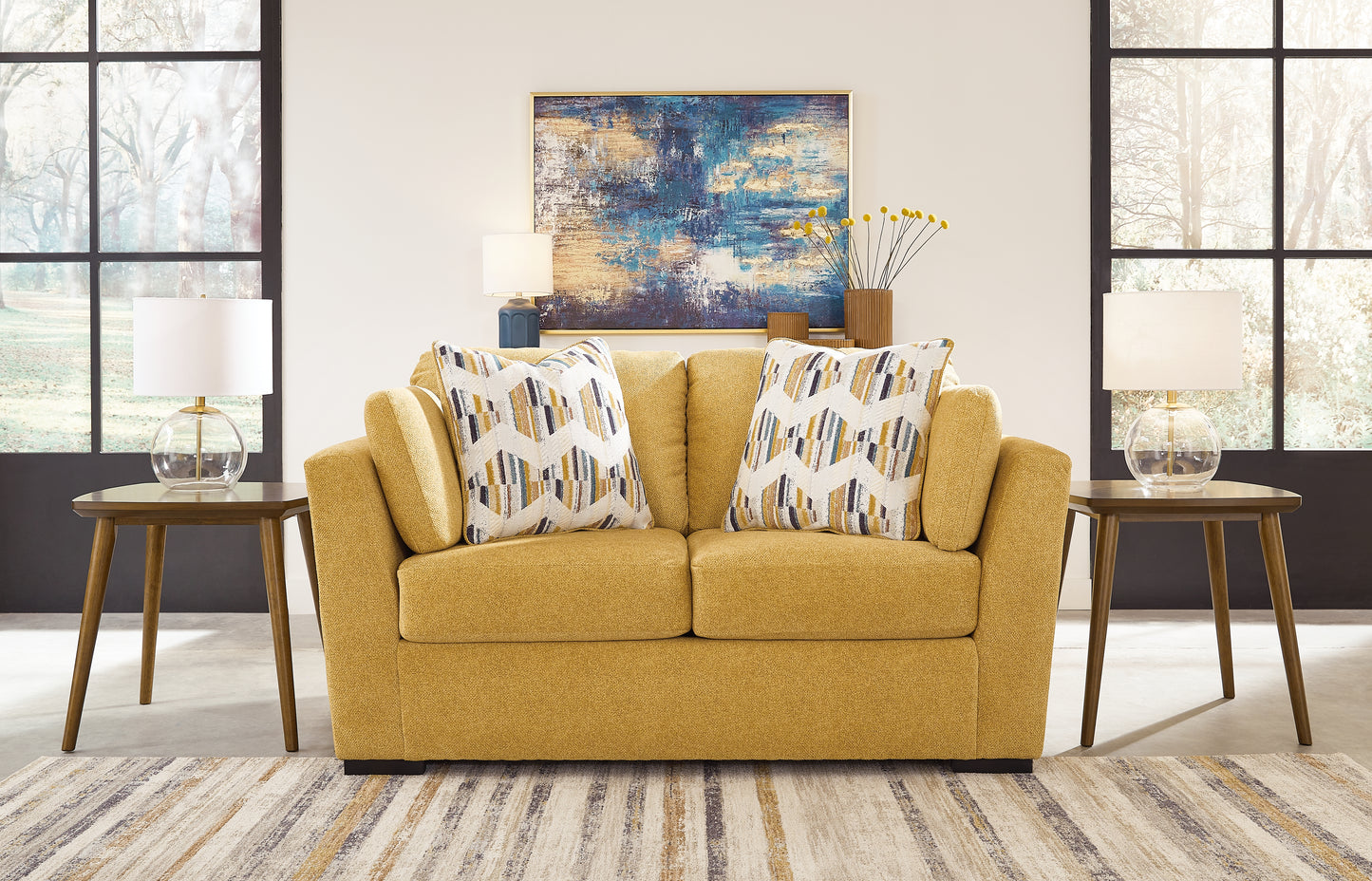Haines Furniture Outlet - Ashley Furniture - Keerwick Living Room - Loveseat / Sunflower - 6750635