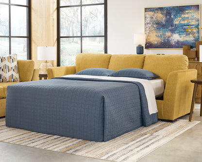 Haines Furniture Outlet - Ashley Furniture - Keerwick Living Room - Queen Sofa Sleeper / Sunflower - 6750639