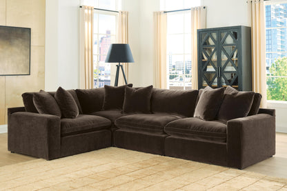 Haines Furniture Outlet - Ashley Furniture - Maxton Heights Sectional - RAF 4-Piece Sectional / Bittersweet - 67807S3