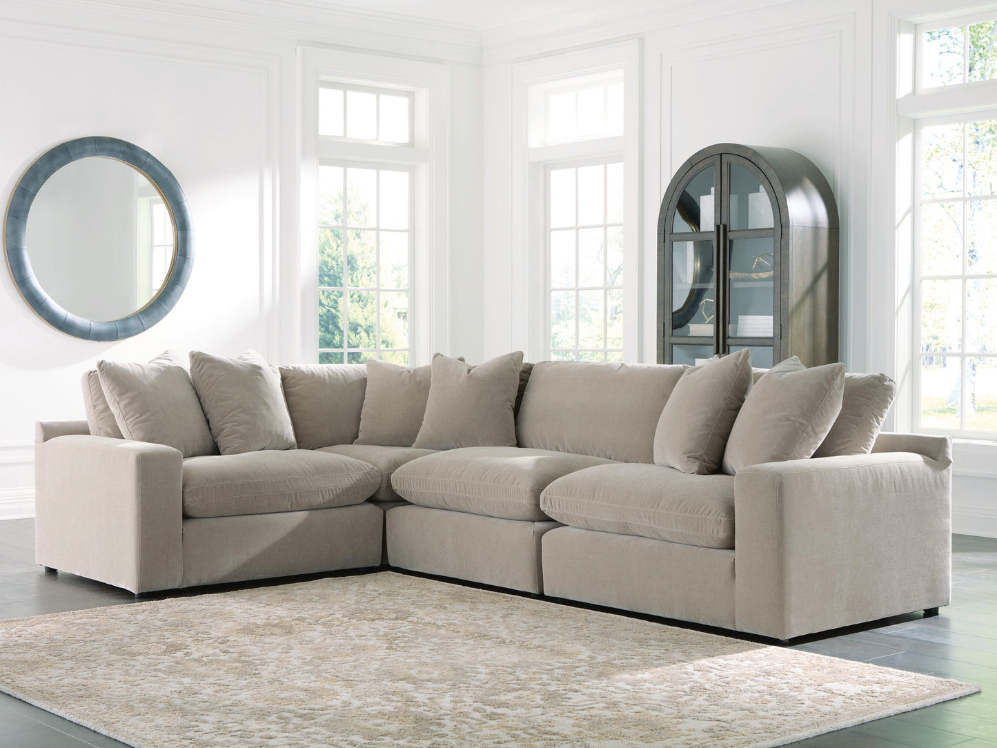 Haines Furniture Outlet - Ashley Furniture - Maxton Heights Sectional - RAF 4-Piece Sectional / Pebble - 67808S3