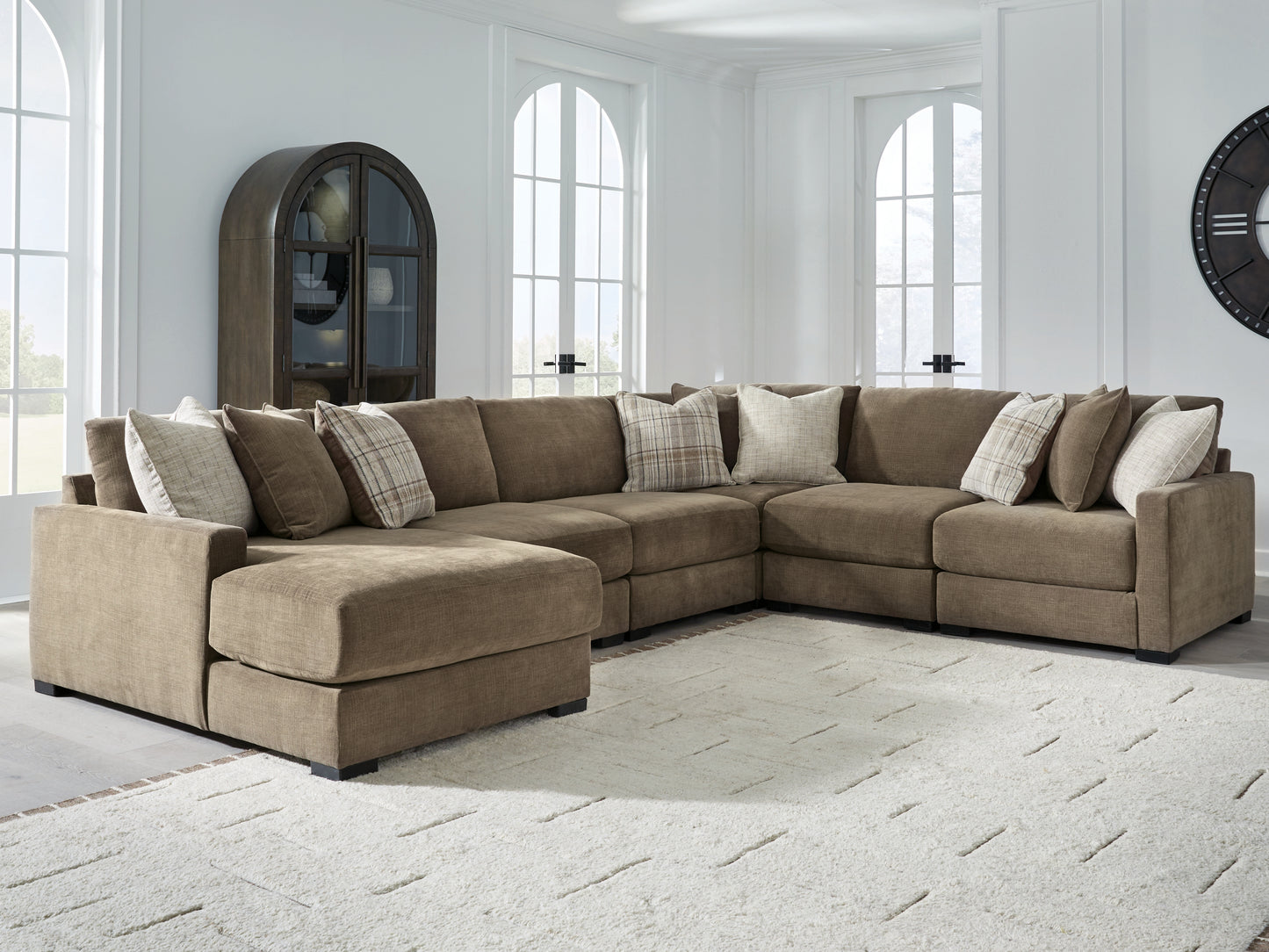 Haines Furniture Outlet - Ashley Furniture - Camellia-Court Sectional - RAF 6-Piece Sectional with Chaise / Coffee - 68207S14