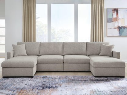 Haines Furniture Outlet - Ashley Furniture - ModMax Luxe Sectional - RAF 4-Piece Double Chaise Sectional / Flint - 68605S16