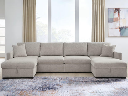 Haines Furniture Outlet - Ashley Furniture - ModMax Luxe Sectional - RAF 4-Piece Double Storage Chaise Sectional / Flint - 68605S62