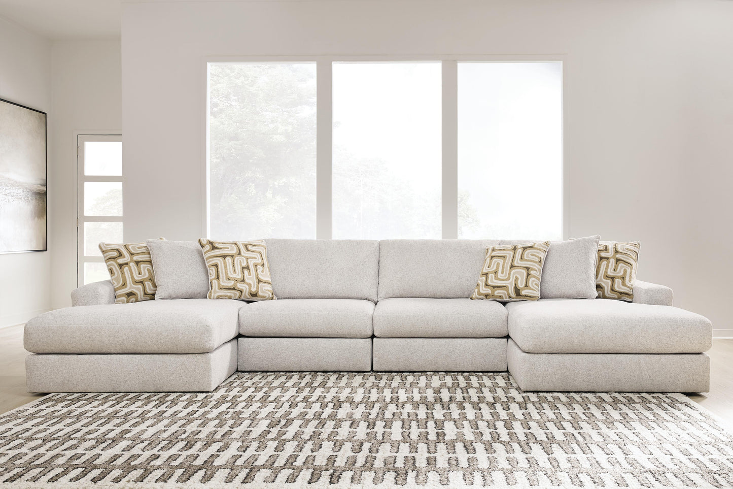 Haines Furniture Outlet - Ashley Furniture - Kestrie 4-Piece Double Chaise Sectional - 4-Piece Double Chaise Sectional - PC68706S9