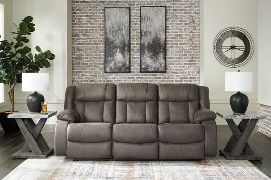 Haines Furniture Outlet - Ashley Furniture - First Base Living Room - Reclining Loveseat / Gunmetal - 6880486