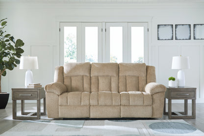 Haines Furniture Outlet - Ashley Furniture - Tip-Off Living Room - PWR REC Sofa with ADJ Headrest / Wheat - 6930515