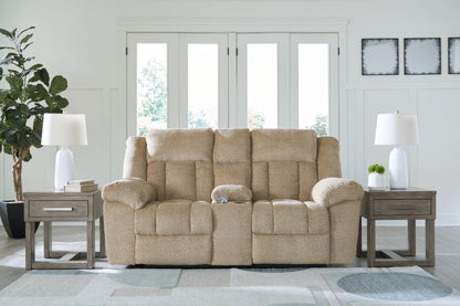 Haines Furniture Outlet - Ashley Furniture - Tip-Off Living Room - PWR REC Loveseat/CON/ADJ HDRST / Wheat - 6930518