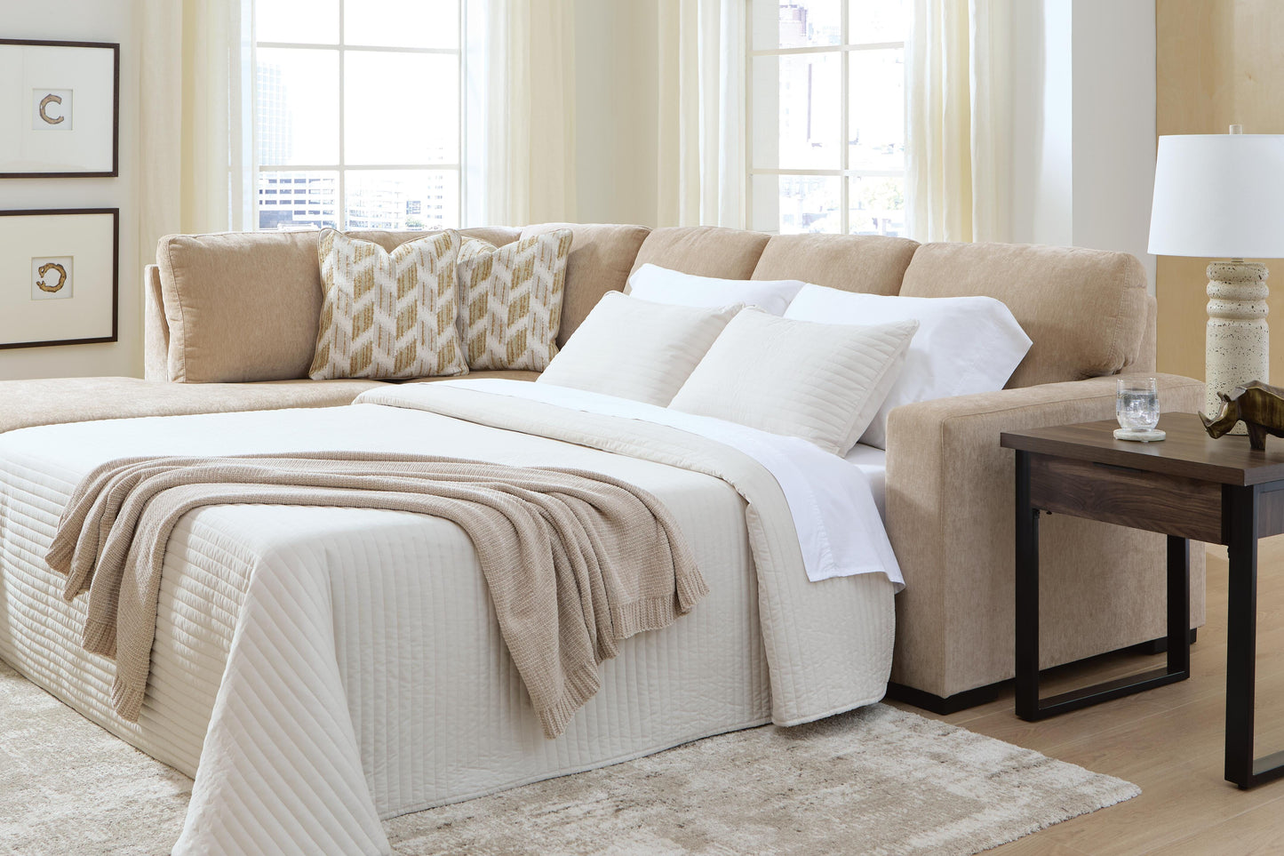 Haines Furniture Outlet - Ashley Furniture - Bridgepoint Sectional - RAF 2-Piece Sleeper Sectional with Chaise - PC69507S4
