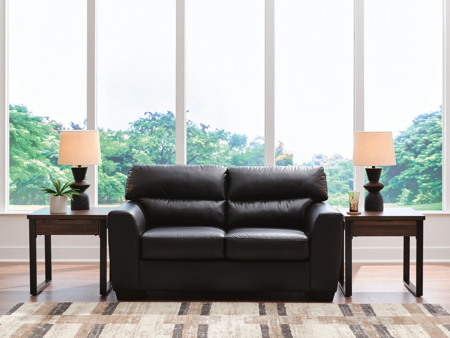 Haines Furniture Outlet - Ashley Furniture - Glennbre Living Room - Loveseat / Midnight - PC6980435
