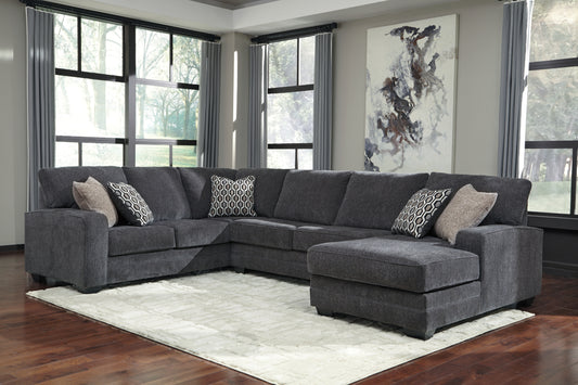 Haines Furniture Outlet - Ashley Furniture - Tracling Sectional - LAF 3-Piece Sectional with Chaise / Slate - 72600S2