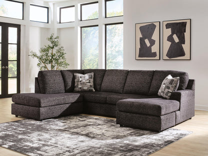 Haines Furniture Outlet - Ashley Furniture - Lentiz Sectional - RAF 2-Piece Sectional with Chaise / Onyx - PC73404S1