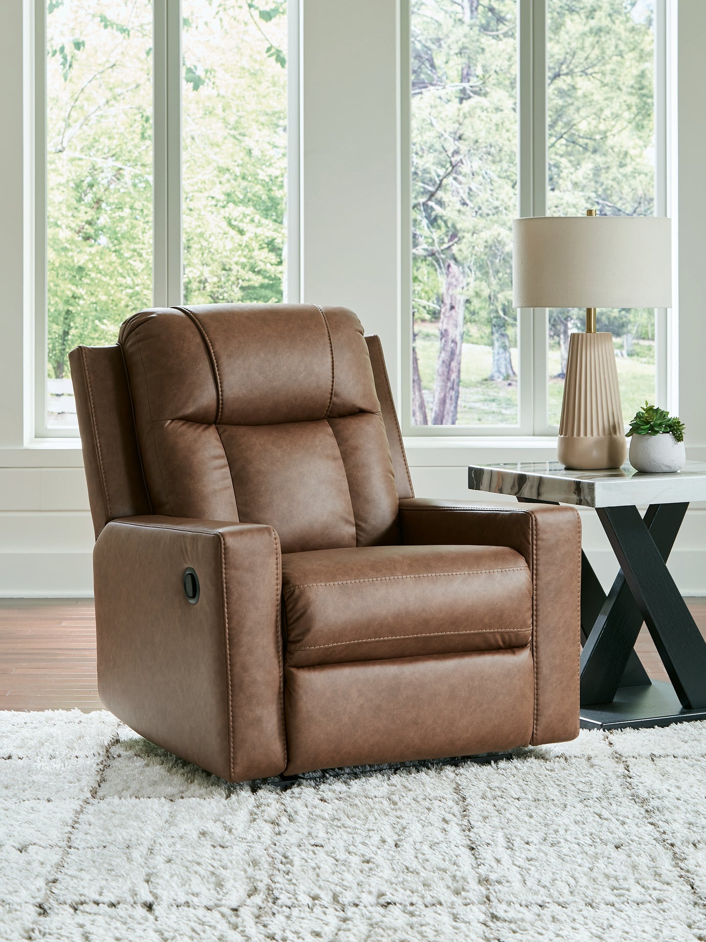 Haines Furniture Outlet - Ashley Furniture - Mackmenville Living Room - Zero Wall Recliner / Caramel - 7471429