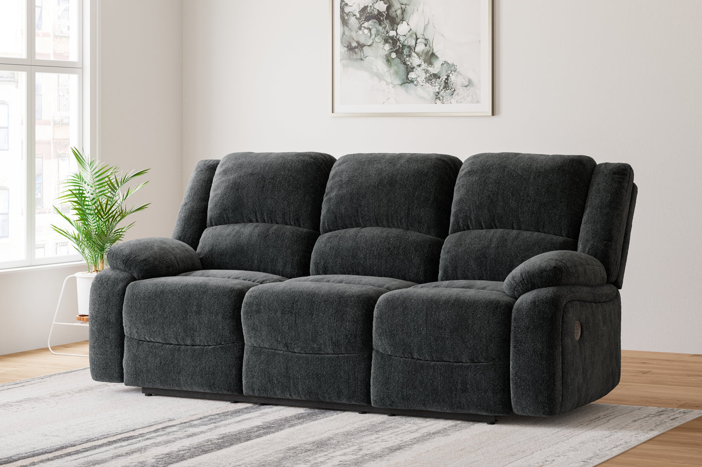 Haines Furniture Outlet - Ashley Furniture - Draycoll Living Room - Reclining Power Sofa / Slate - 7650487