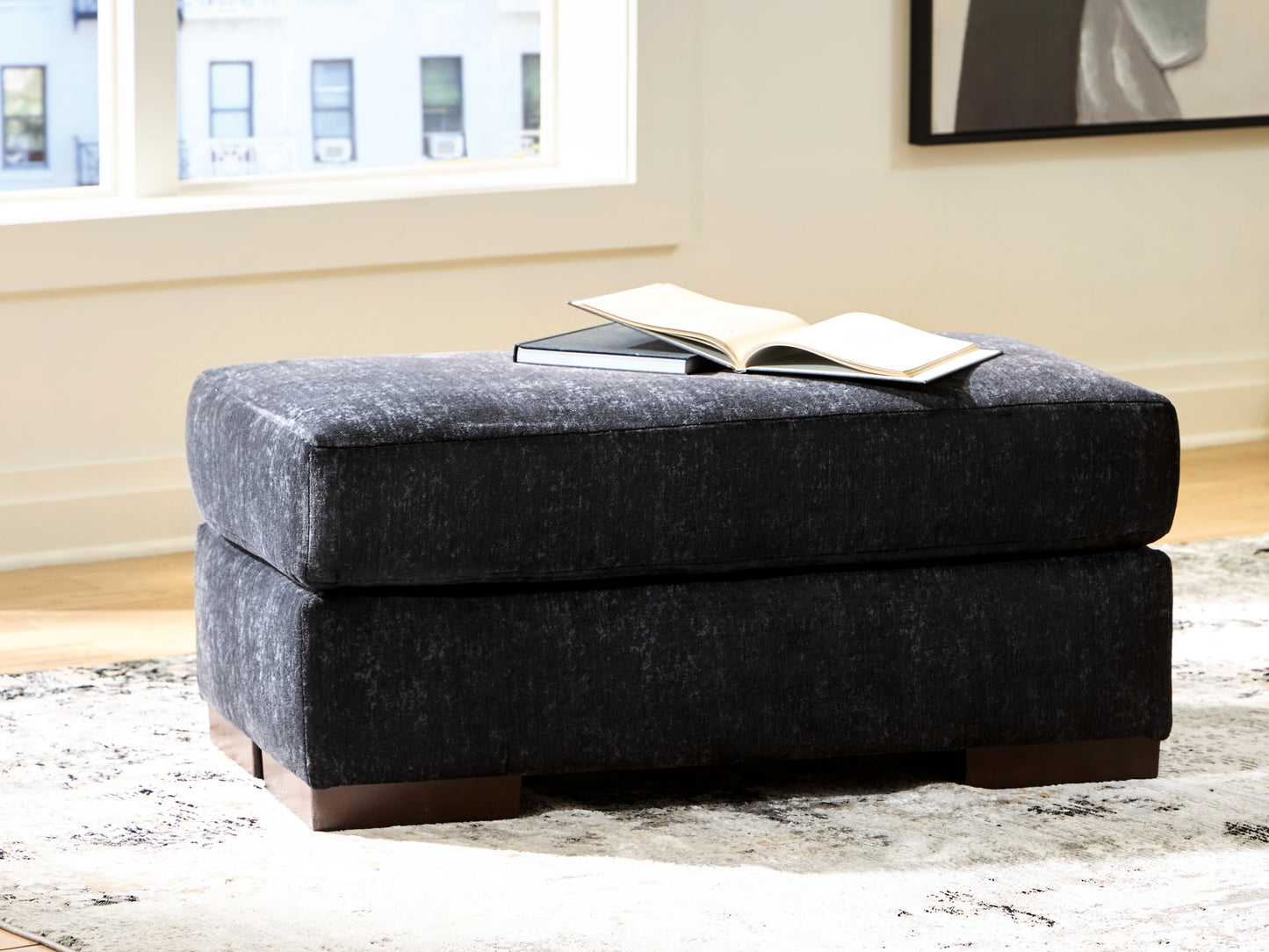 Haines Furniture Outlet - Ashley Furniture - Whitmore Manor Living Room - Ottoman / Black Pearl - 8040414