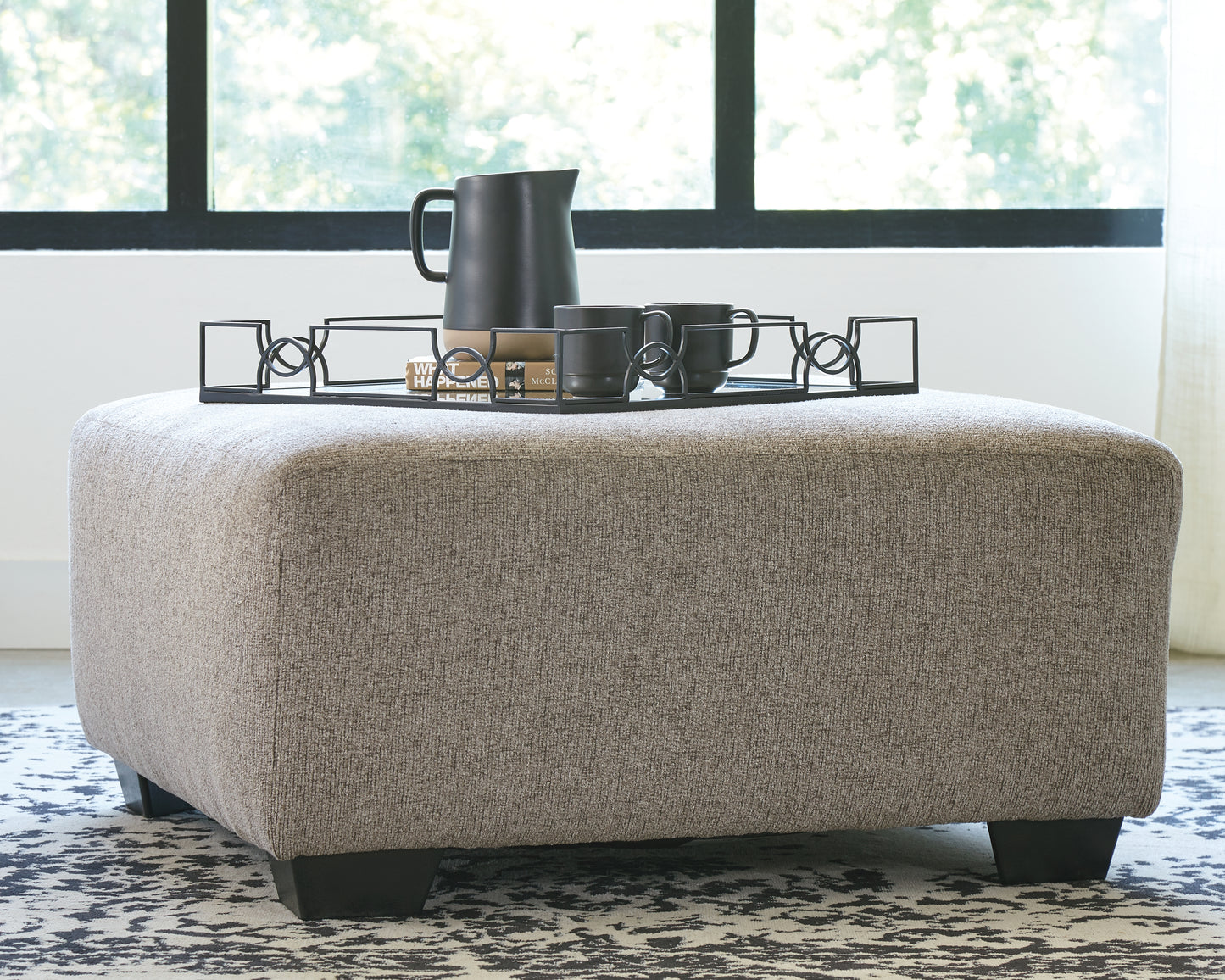 Haines Furniture Outlet - Ashley Furniture - Ballinasloe Living Room - Oversized Accent Ottoman / Platinum - 8070208