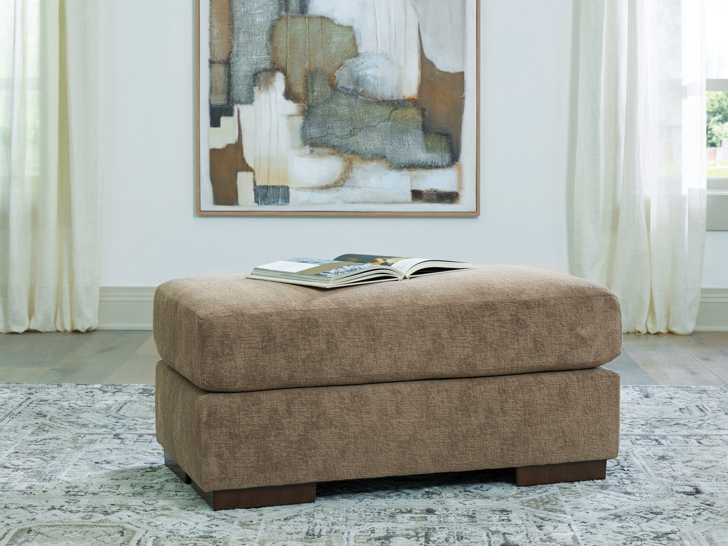 Haines Furniture Outlet - Ashley Furniture - Jayne Park Living Room - Ottoman / Pecan - PC8150514