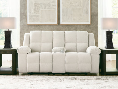 Haines Furniture Outlet - Ashley Furniture - Orlen Living Room - DBL Rec Loveseat w/Console / Winter - 8160294