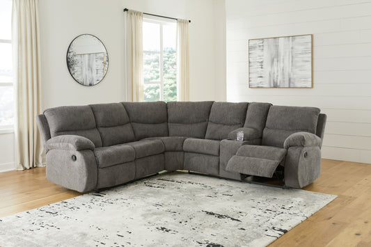 Haines Furniture Outlet - Ashley Furniture - Museum Sectional - 2-Piece Reclining Sectional / Pewter - 81807S1