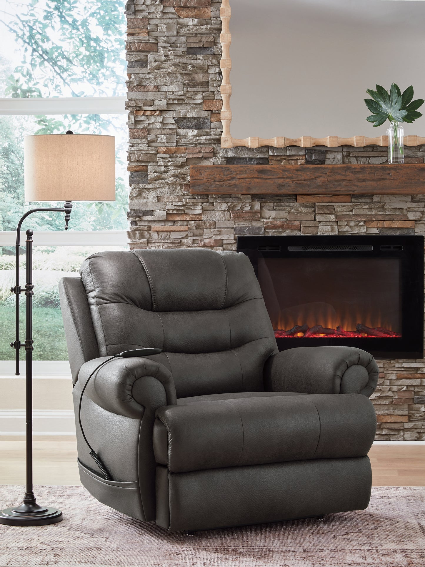 Haines Furniture Outlet - Ashley Furniture - Revived and Restored Living Room - Power Lift Recliner / Granite - PC8240612