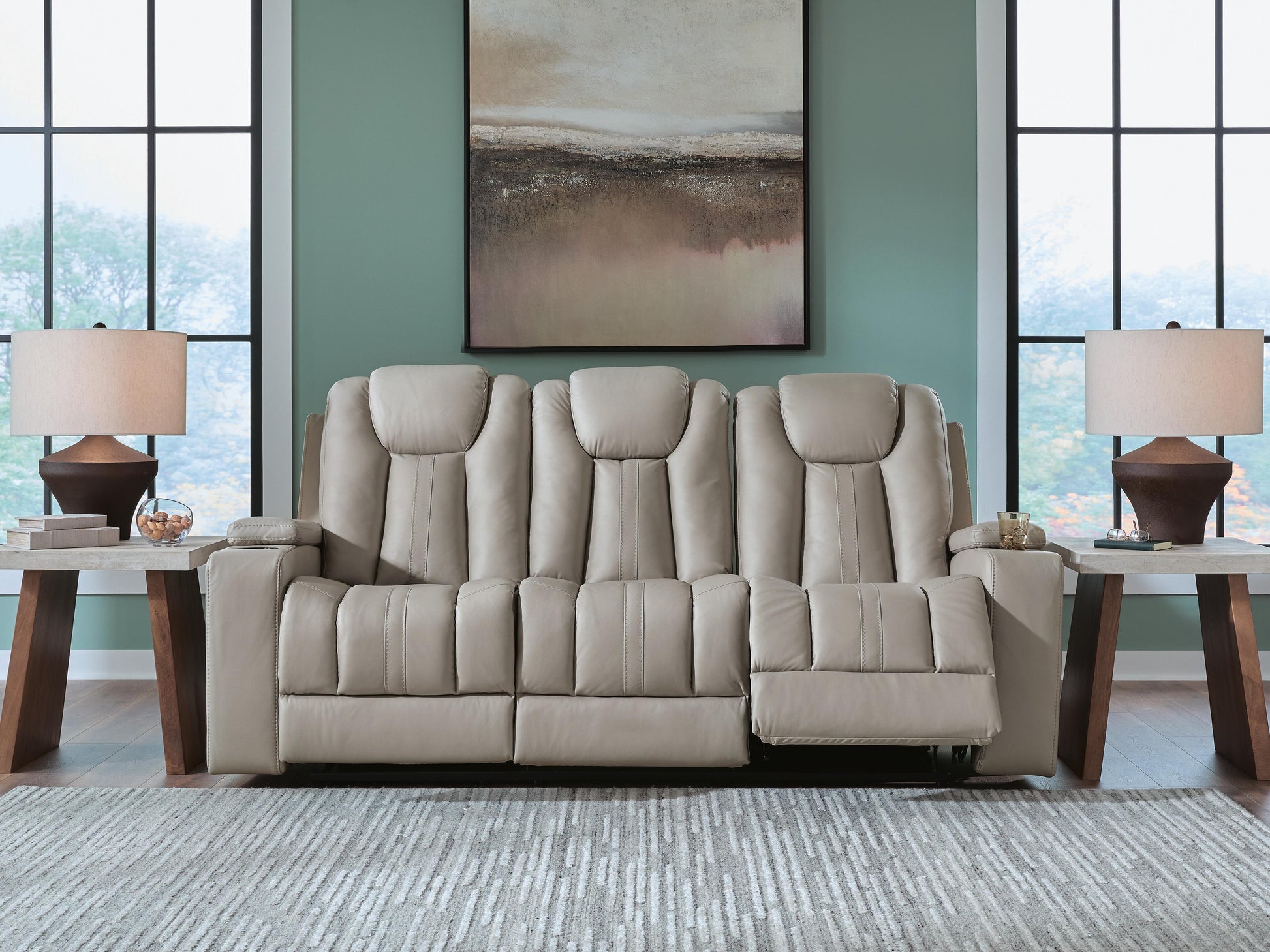 Haines Furniture Outlet - Ashley Furniture - Elevate Edges Living Room - REC Sofa w/Drop Down Table - PC8330589