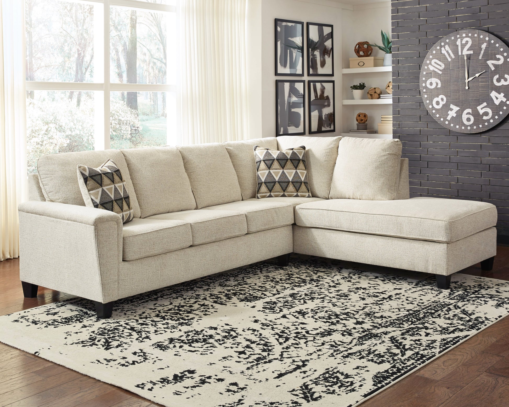 Haines Furniture Outlet - Ashley Furniture - Abinger Sectional - LAF 2-Piece Sectional with Chaise / Natural - 83904S2