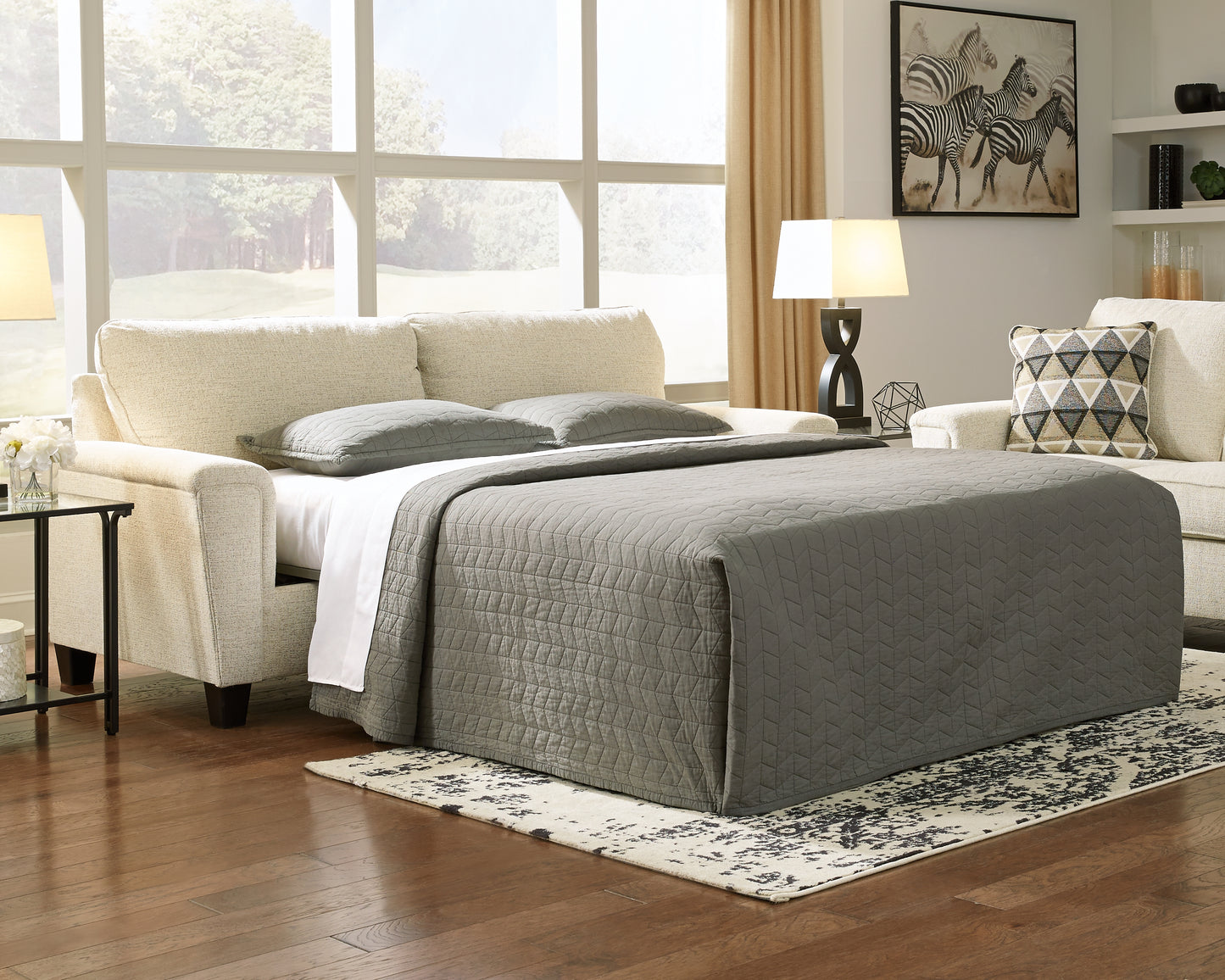 Haines Furniture Outlet - Ashley Furniture - Abinger Living Room - Queen Sofa Sleeper / Natural - 8390439