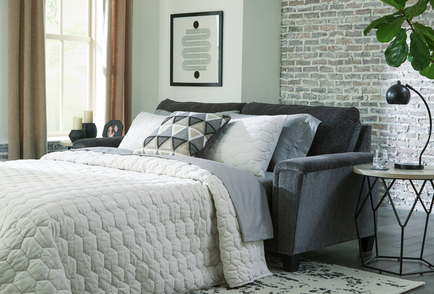 Haines Furniture Outlet - Ashley Furniture - Abinger Living Room - Queen Sofa Sleeper / Smoke - 8390539