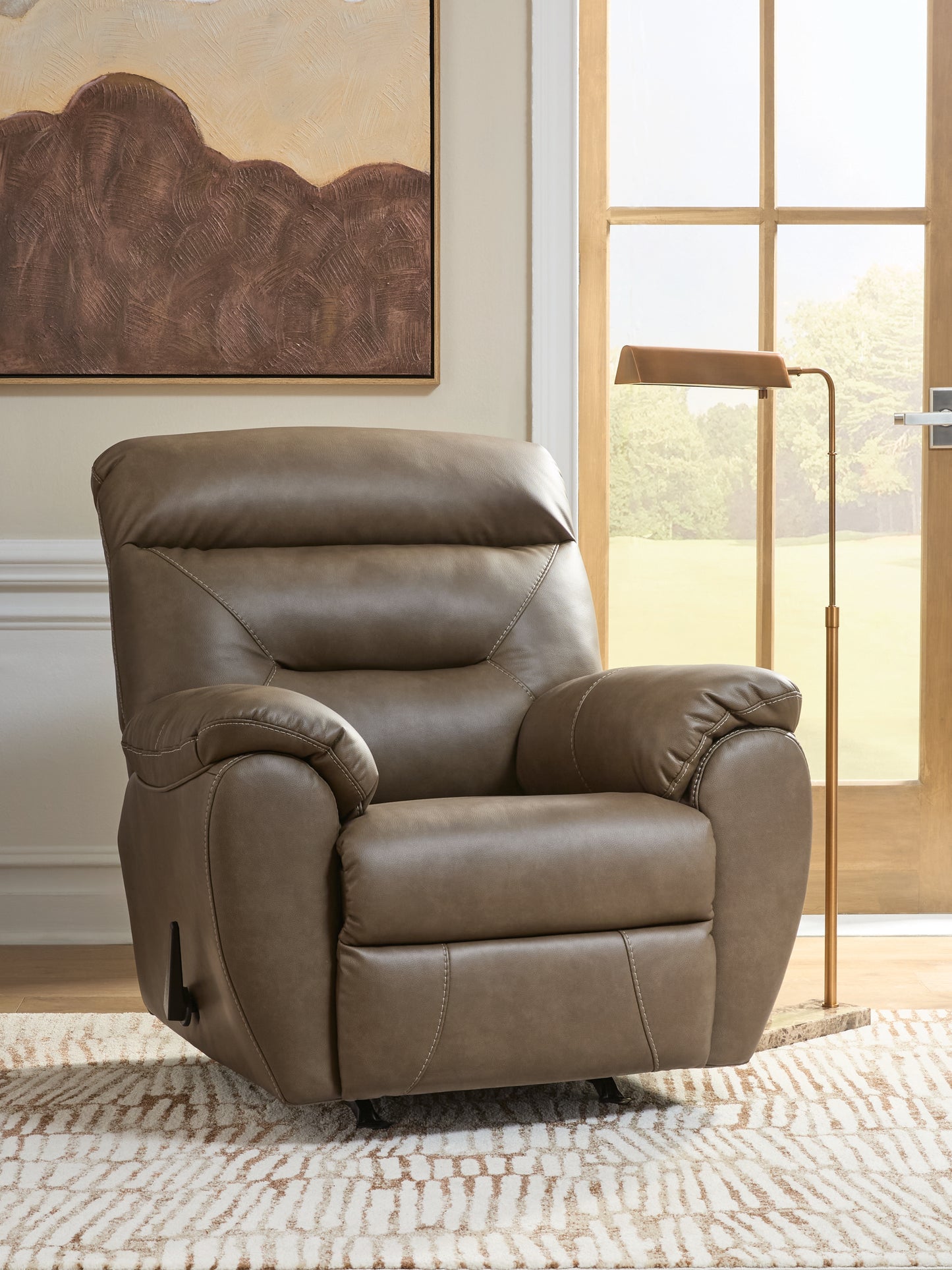 Haines Furniture Outlet - Ashley Furniture - Elksworth Living Room - Rocker Recliner / Biscotti - PC8400225