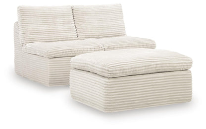 Haines Furniture Outlet - Ashley Furniture - Fannin Sectional - 2 Armless Chairs w/Otto (3/CN) - PC8430431