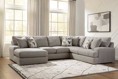 Haines Furniture Outlet - Ashley Furniture - Lindon Sectional - RAF 3-Piece Sectional with Chaise / Smoke - 84704S3