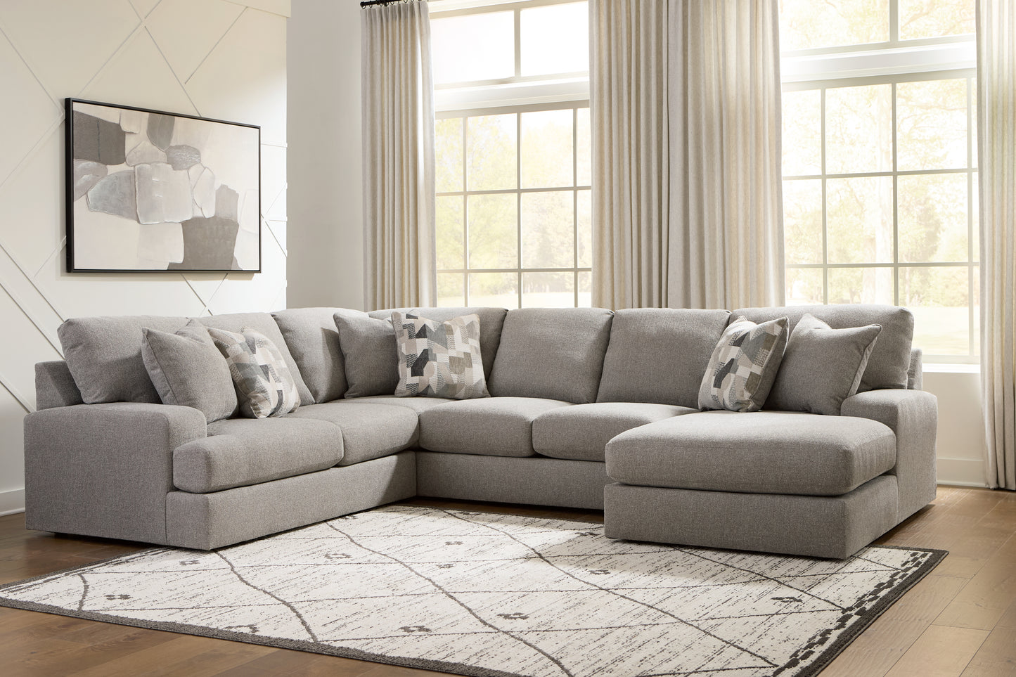 Haines Furniture Outlet - Ashley Furniture - Lindon Sectional - 3-Piece Sectional with Chaise - 84704S4