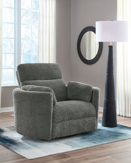 Haines Furniture Outlet - Ashley Furniture - Gosaldo Living Room - Swivel Glider Power Recliner / Lead - PC8630495