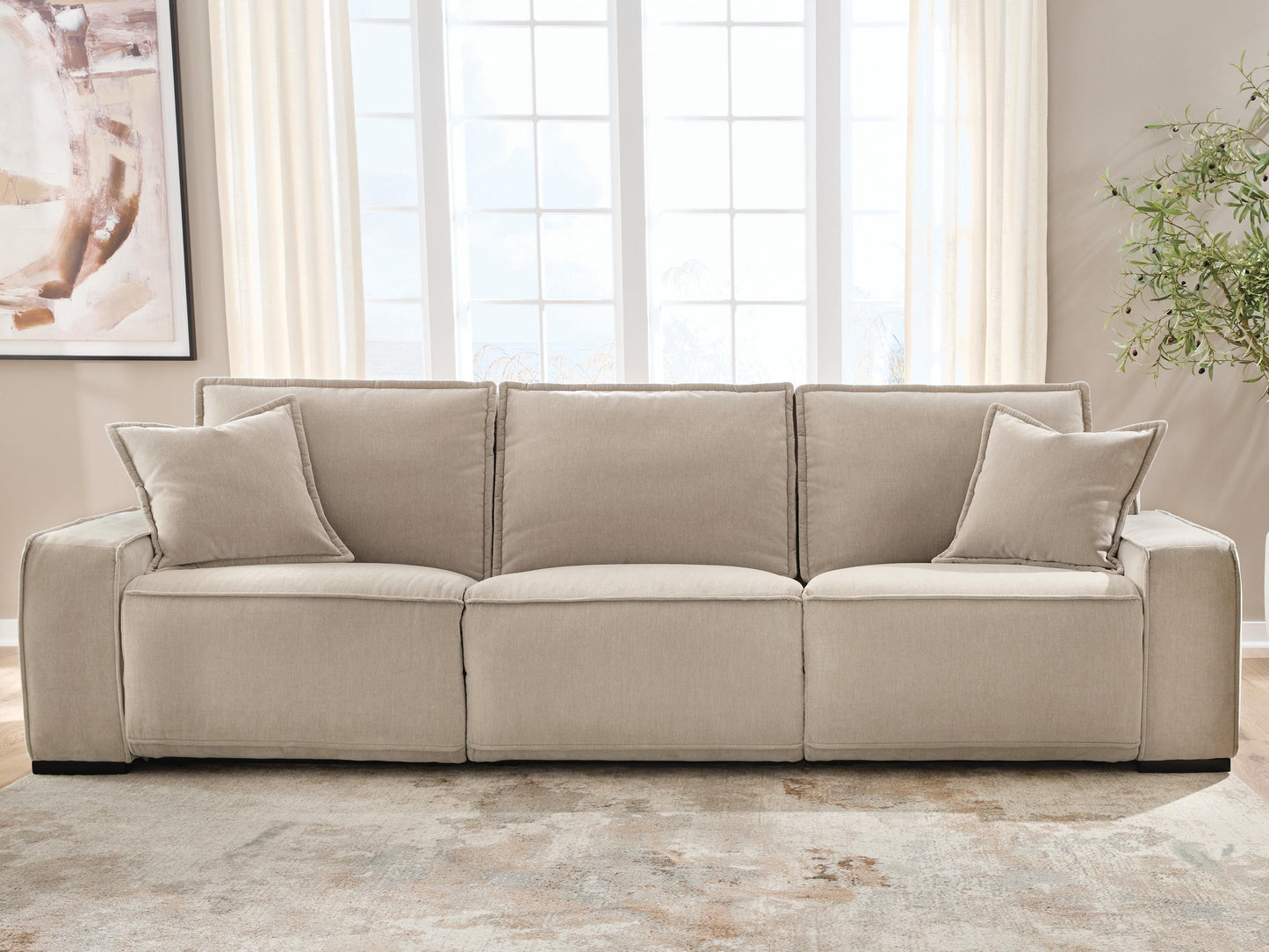 Haines Furniture Outlet - Ashley Furniture - Carceri Sectional - 3-Piece Power Sectional Reclining Sofa - 87003S3