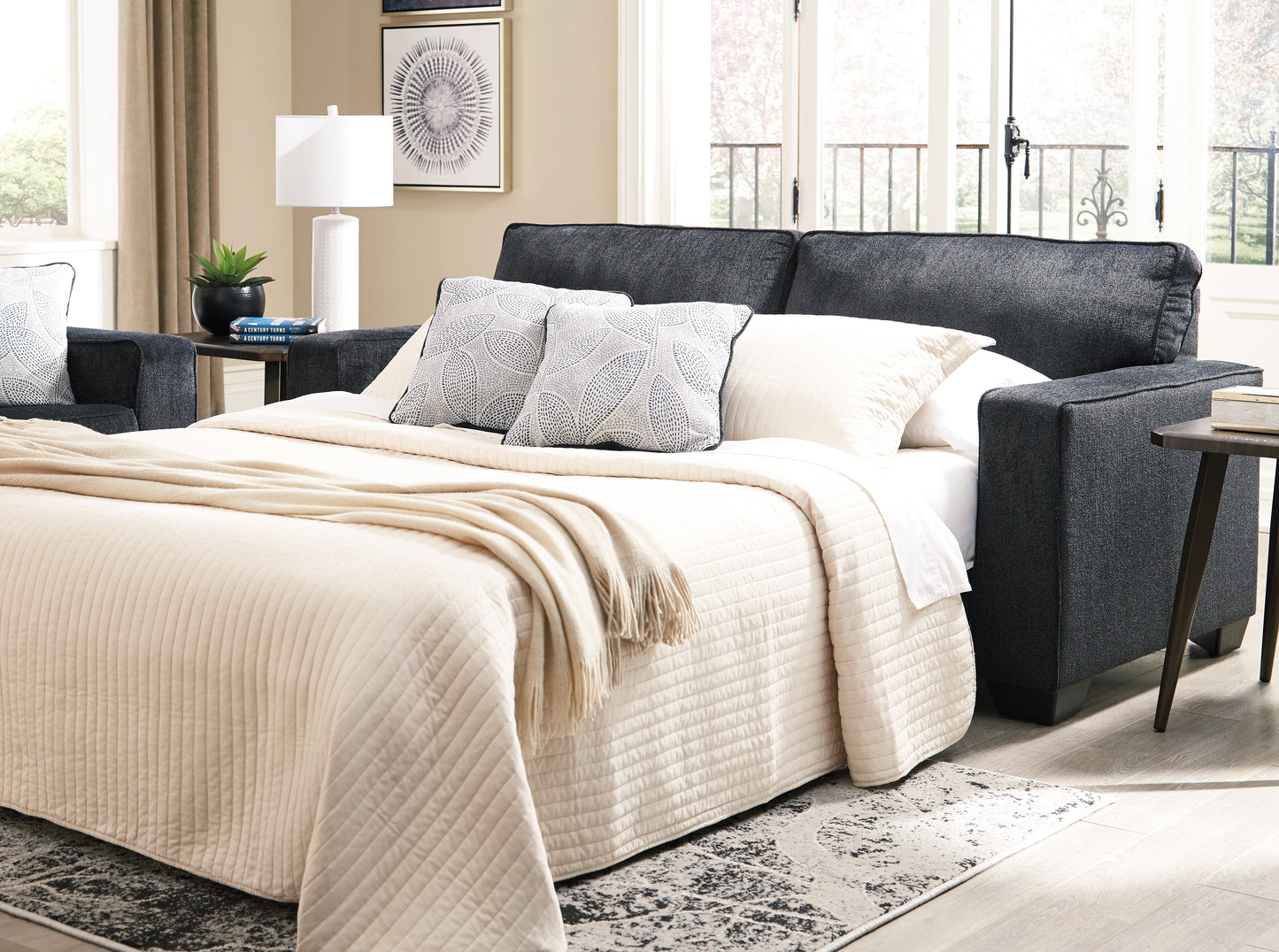 Haines Furniture Outlet - Ashley Furniture - Altari Living Room - Queen Sofa Sleeper / Slate - 8721339