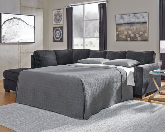 Haines Furniture Outlet - Ashley Furniture - Altari Sectional - 2-Piece Sleeper Sectional with Chaise / Slate - 87213S3