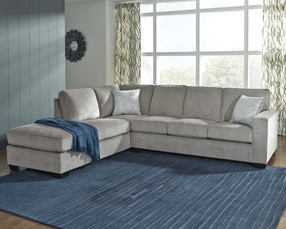 Haines Furniture Outlet - Ashley Furniture - Altari Sectional - RAF 2-Piece Sectional with Chaise / Alloy - 87214S1