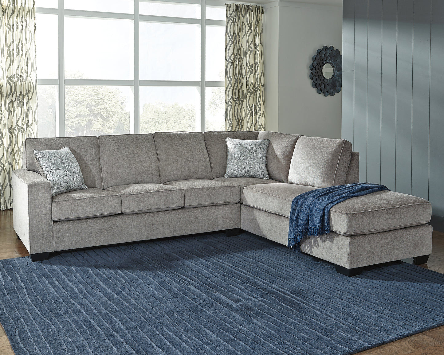 Haines Furniture Outlet - Ashley Furniture - Altari Sectional - LAF 2-Piece Sectional with Chaise / Alloy - 87214S2
