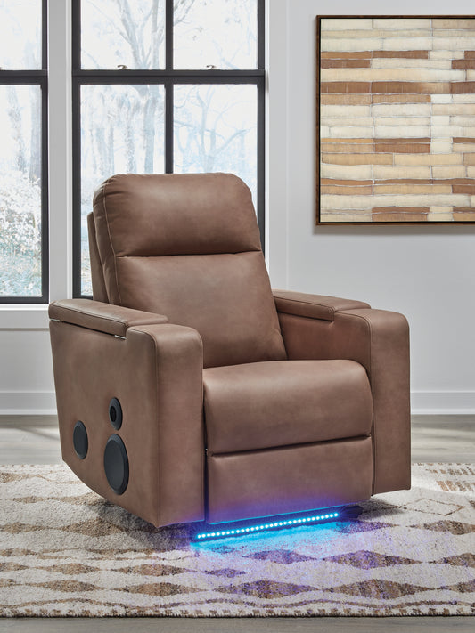 Haines Furniture Outlet - Ashley Furniture - Lorrenton Living Room - Glider PWR REC w/Audio System / Caramel - PC9022042A