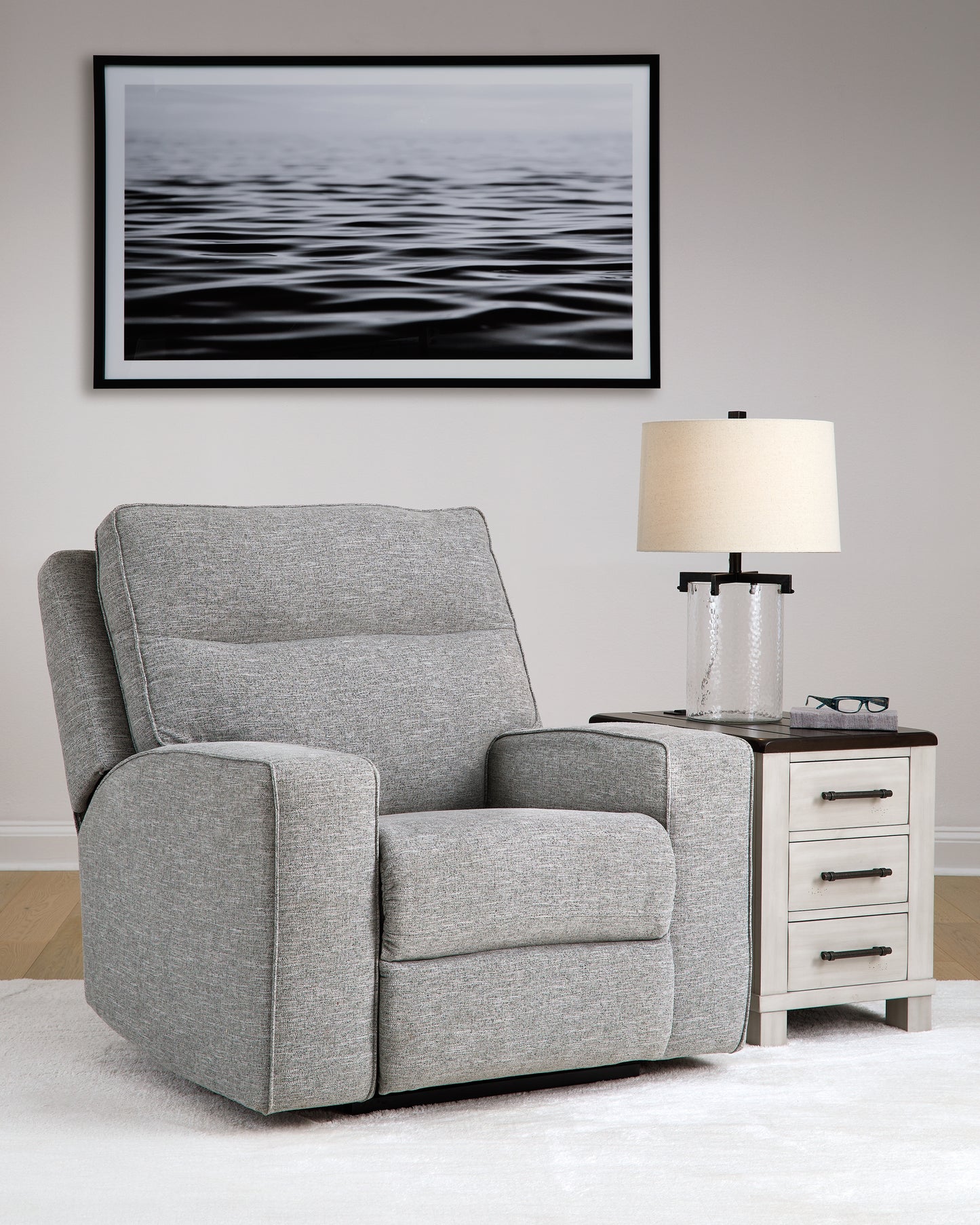 Haines Furniture Outlet - Ashley Furniture - Biscoe Living Room - PWR Recliner/ADJ Headrest / Pewter - 9050313