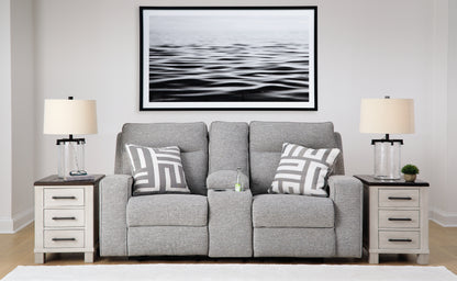Haines Furniture Outlet - Ashley Furniture - Biscoe Living Room - PWR REC Loveseat/CON/ADJ HDRST / Pewter - 9050318