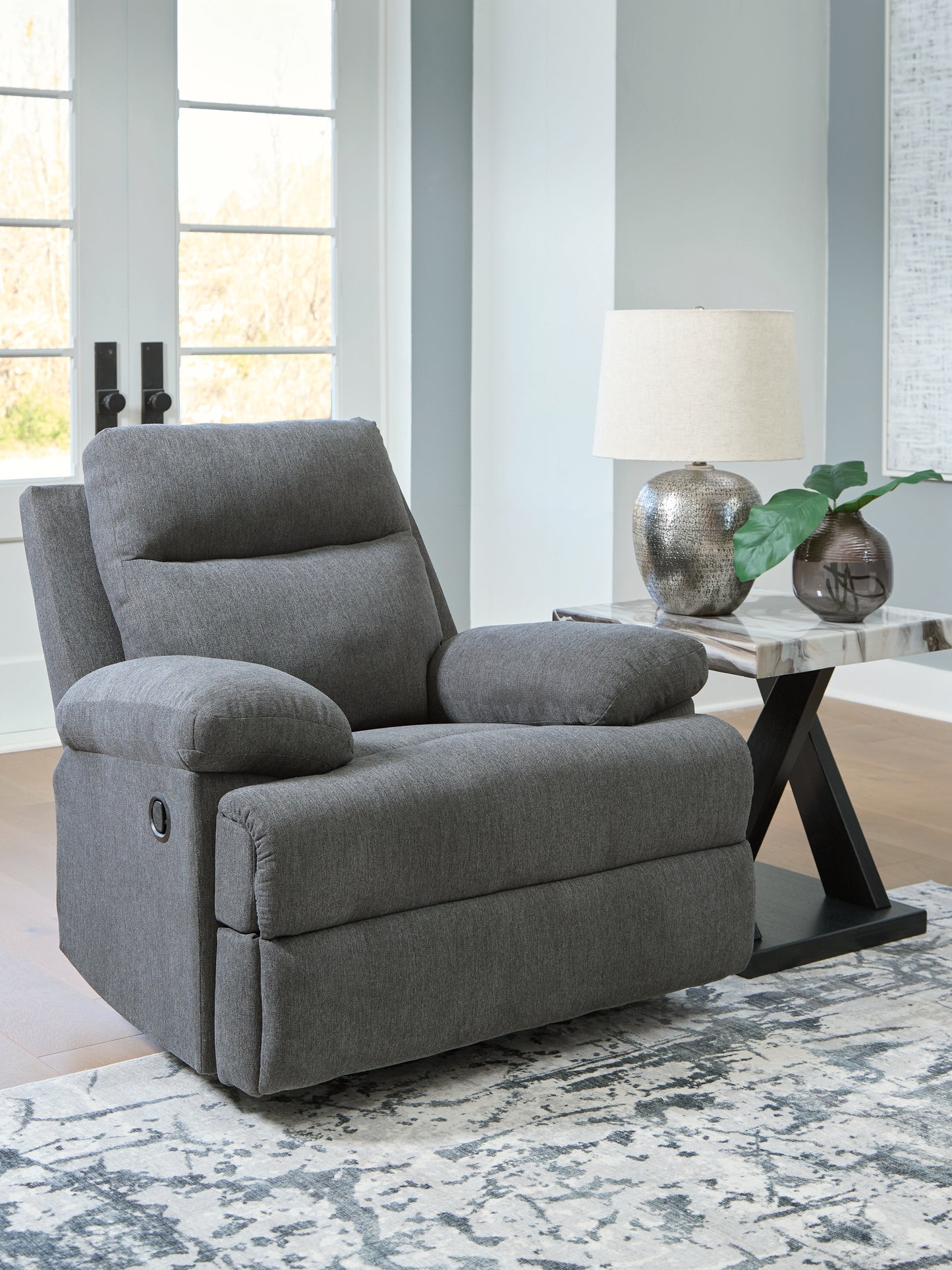 Haines Furniture Outlet - Ashley Furniture - Side-Swipe Living Room - Rocker Recliner / Charcoal - PC9140625