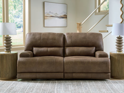 Haines Furniture Outlet - Ashley Furniture - Beckley Place Living Room - 2 Seat PWR REC Sofa ADJ HDREST / Earth - PC9180247