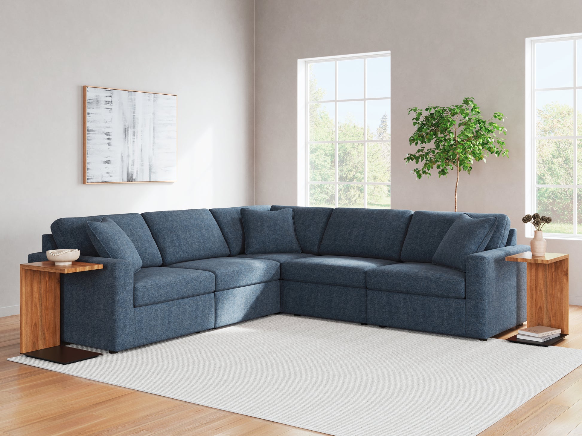 Haines Furniture Outlet - Ashley Furniture - Modmax Sectional - RAF 5-Piece Sectional / Ink - 92101S6